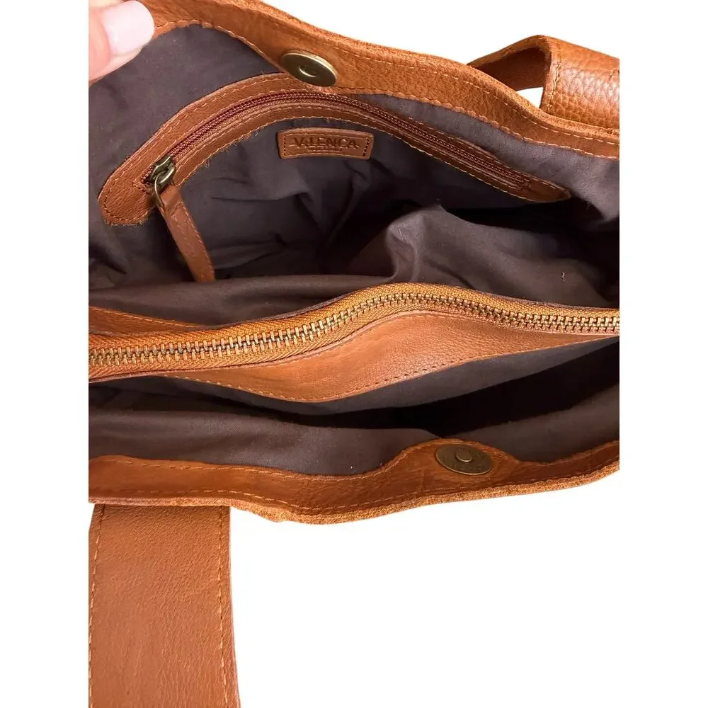 Vileanca Cognac Leather Satchel Crossbody Bag